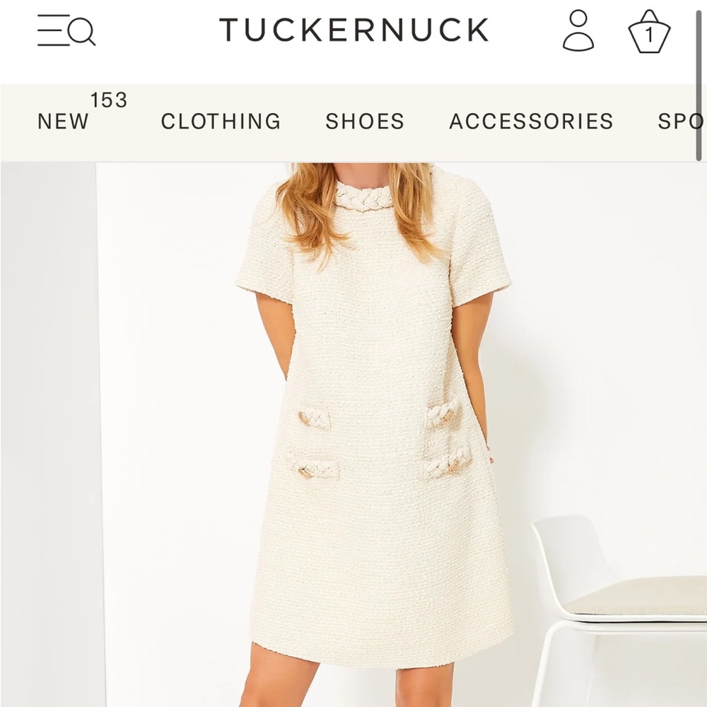 Tuckernuck Pearl White Tweed Jackie dress
